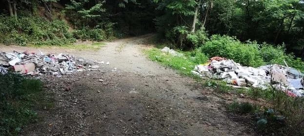 Hrpetina smeća  razbacana po cesti u Radovancima nadomak Parka prirode Papuk