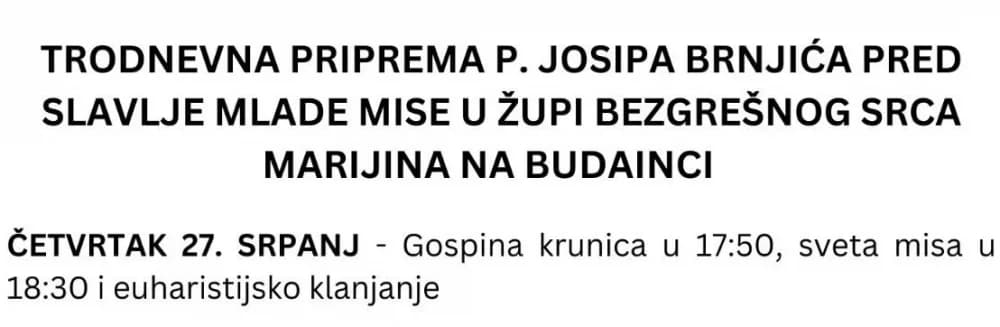 NAJAVA: Sutra mlada misa u Sl. Brodu