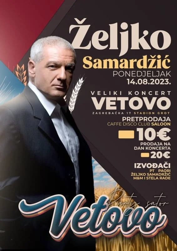 VEČER DOBROG PROVODA: Željko Samardžić mega zvijezda dolazi u Vetovo kod Kutjeva