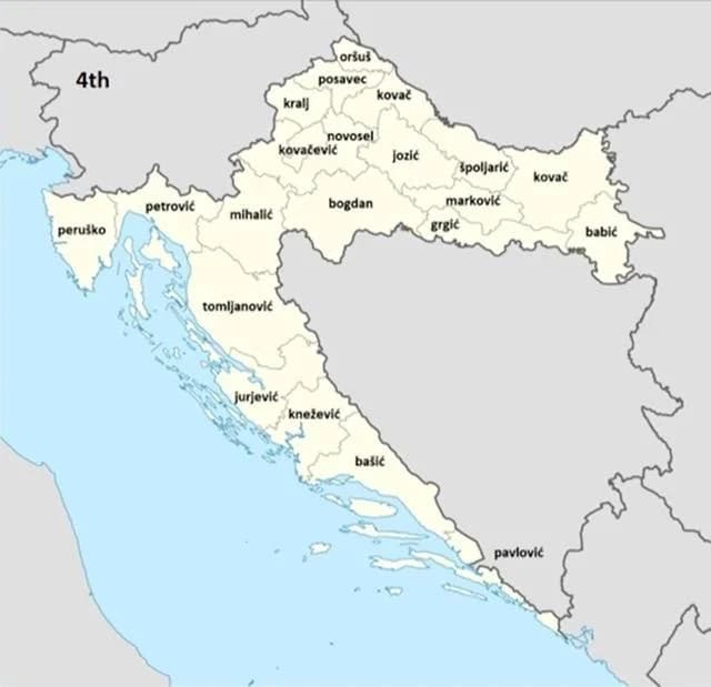 Ovo je mapa Hrvatske s devet najčešćih prezimena, evo koja su to u Požeško-slavonskoj županiji