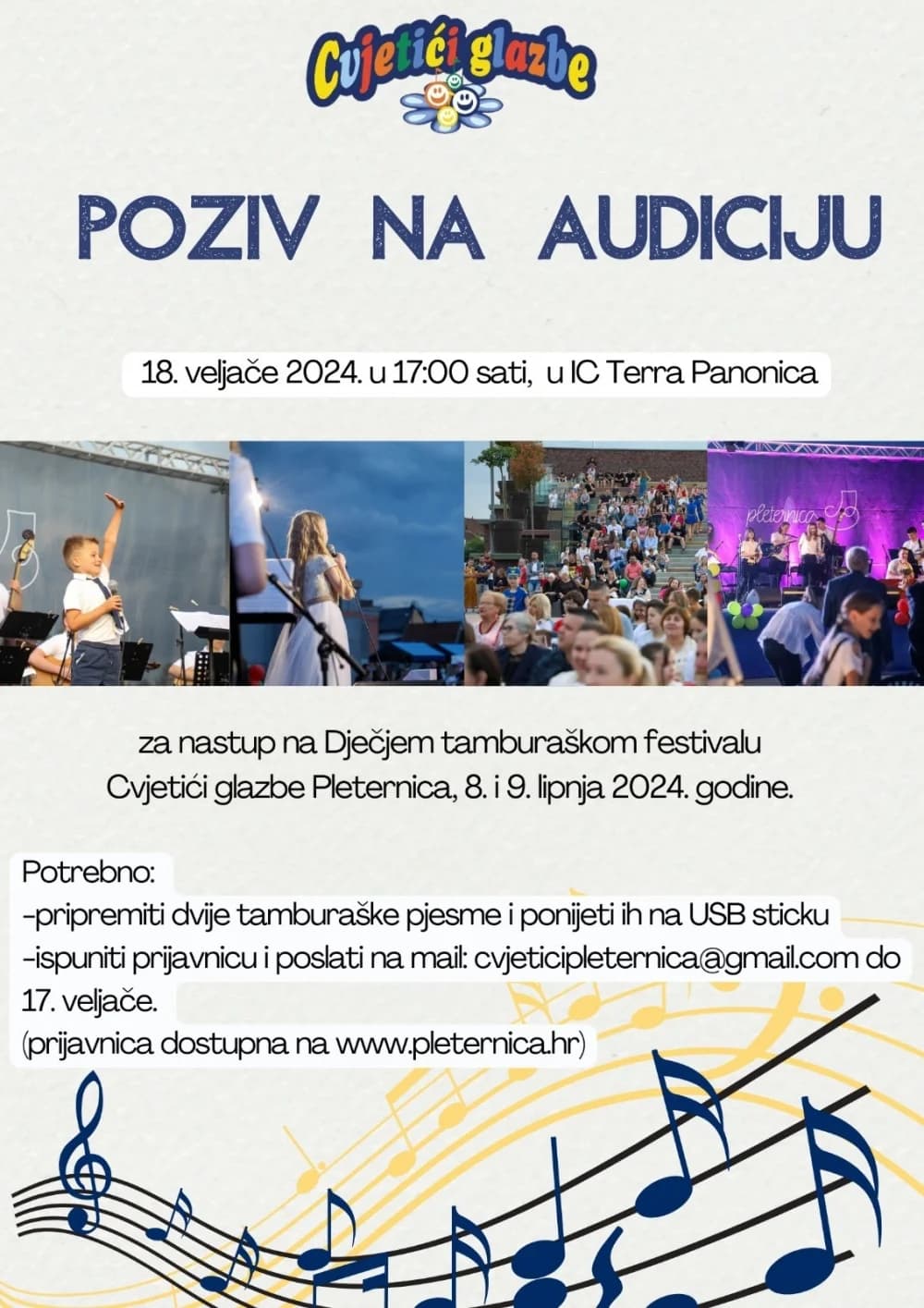 POZIV ZA PRIJAVU-Audicija za Cvjetiće glazbe održat će se u nedjelju