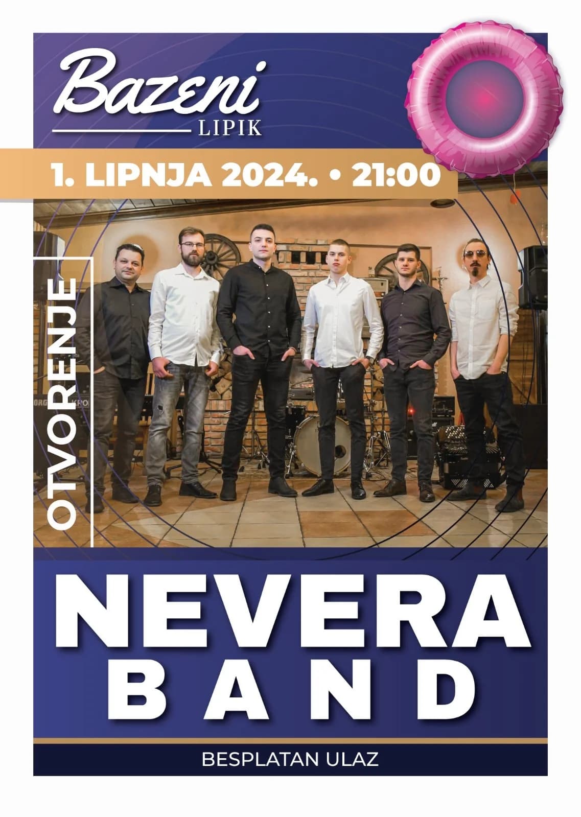 Besplatan ulaz i koncert Nevera banda za otvaranje sezone na Lipičkim bazenima
