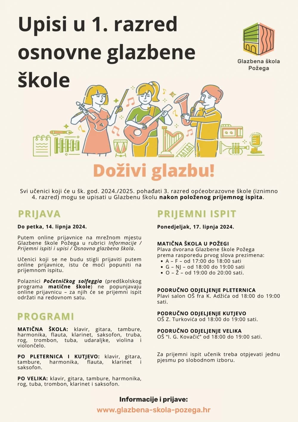 Upisi u glazbenu školu
