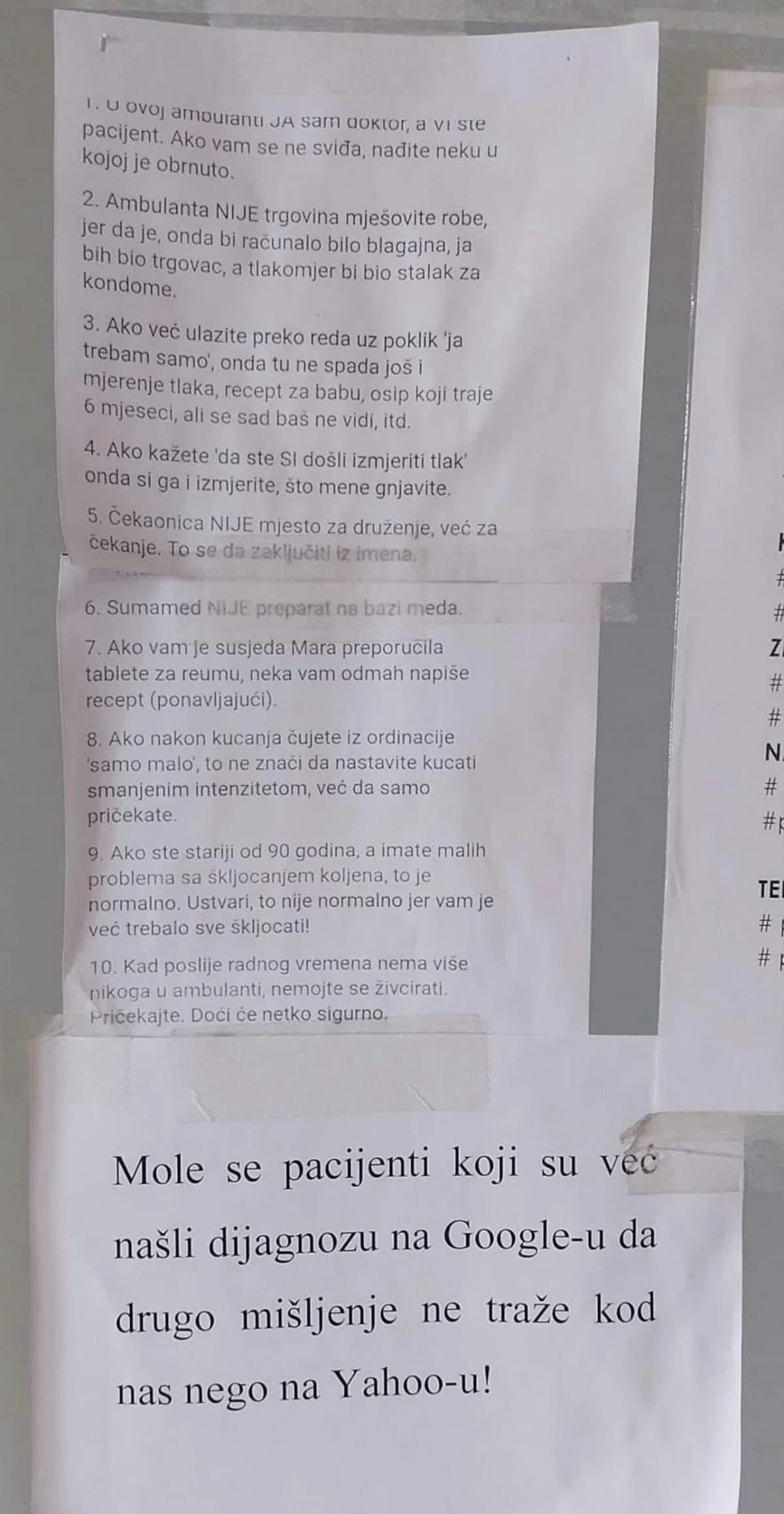 U Domu zdravlja u Lipiku zalijepili bezobrazne ‘doktorske zapovijedi’. Pacijenti pozvali Dragu Hedla, a onda je nastao show
