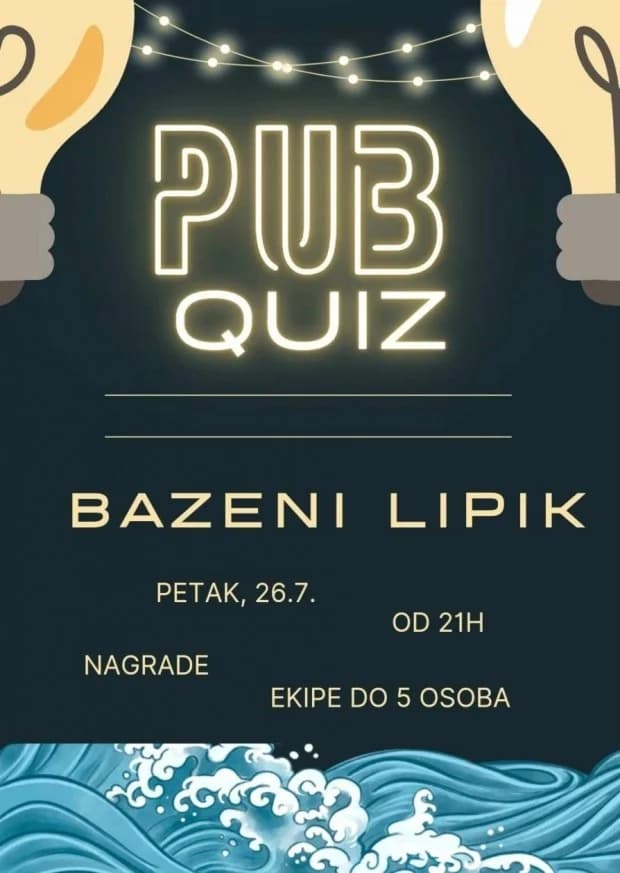 U petak na lipičkim bazenima Pub kviz