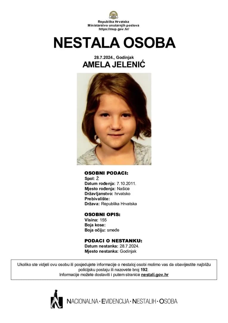 Pronađena 12-godišnja djevojčica Amela koja je jučer nestala kod Nove Gradiške
