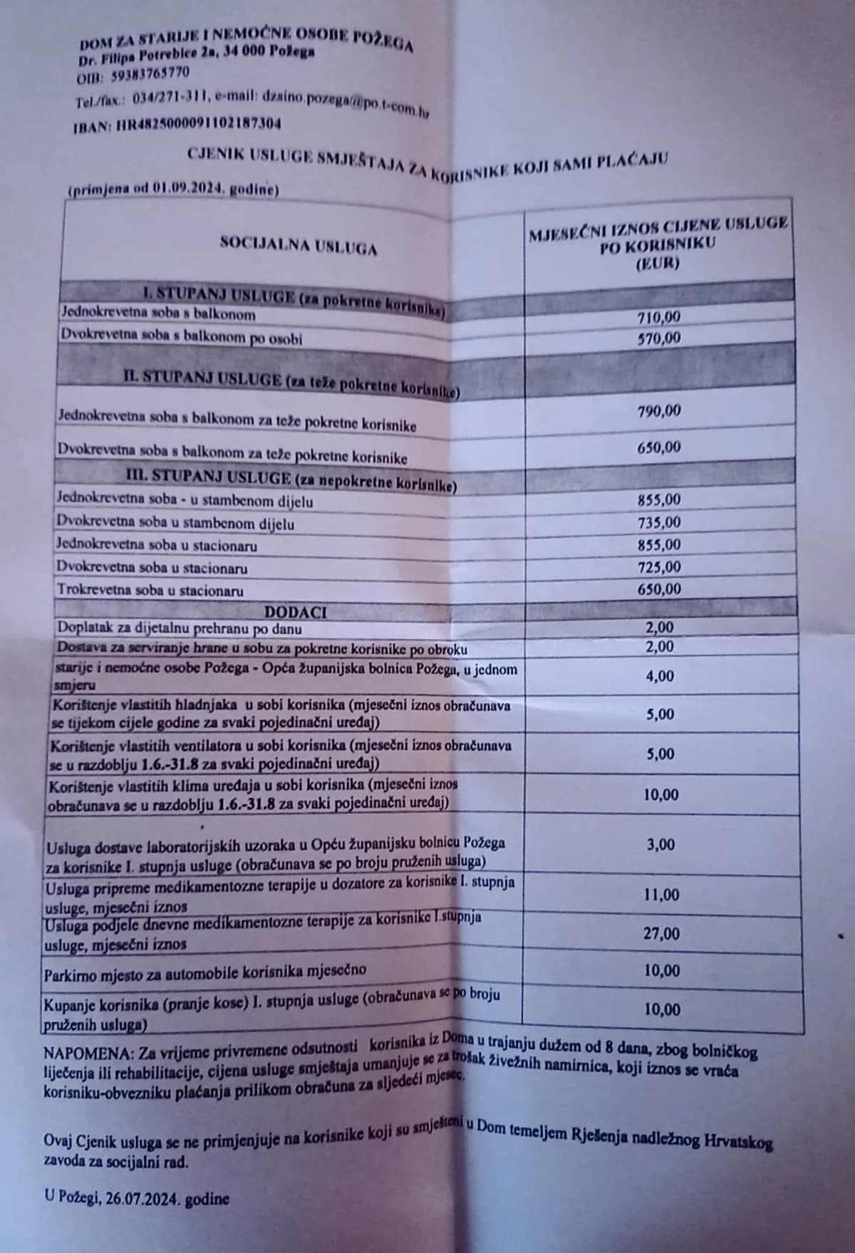 Poskupljenje smještaja Doma za starije i nemoćne osobe Požega za više od 50% !
