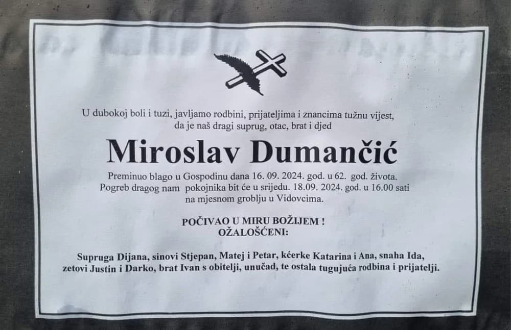 Preminuo je Miroslav Dumančić