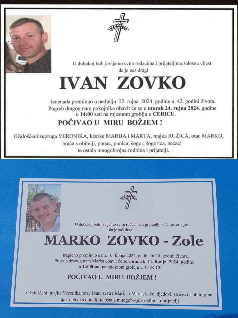 TUGA: Obitelj Zovko u 4 mjeseca izgubila sina (20) i oca (42)