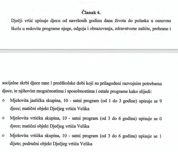 Poskupljuje i Dječji vrtić Velika