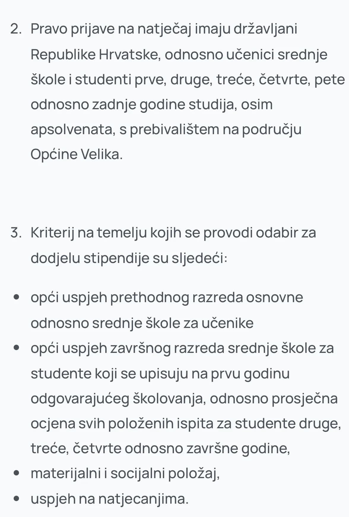 Velika: Javni natječaj za dodjelu učeničkih i studentskih stipendija