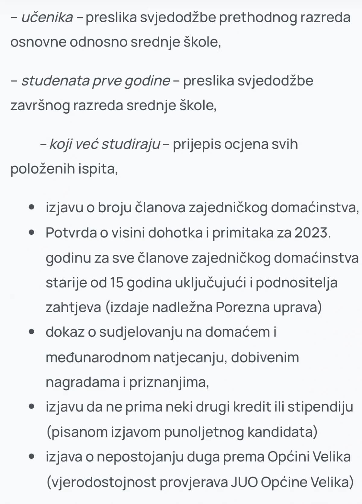 Velika: Javni natječaj za dodjelu učeničkih i studentskih stipendija