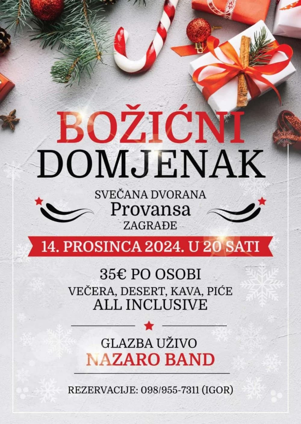 Božićni domjenak u Svečanoj dvorani ’Provansa’ u Zagrađu