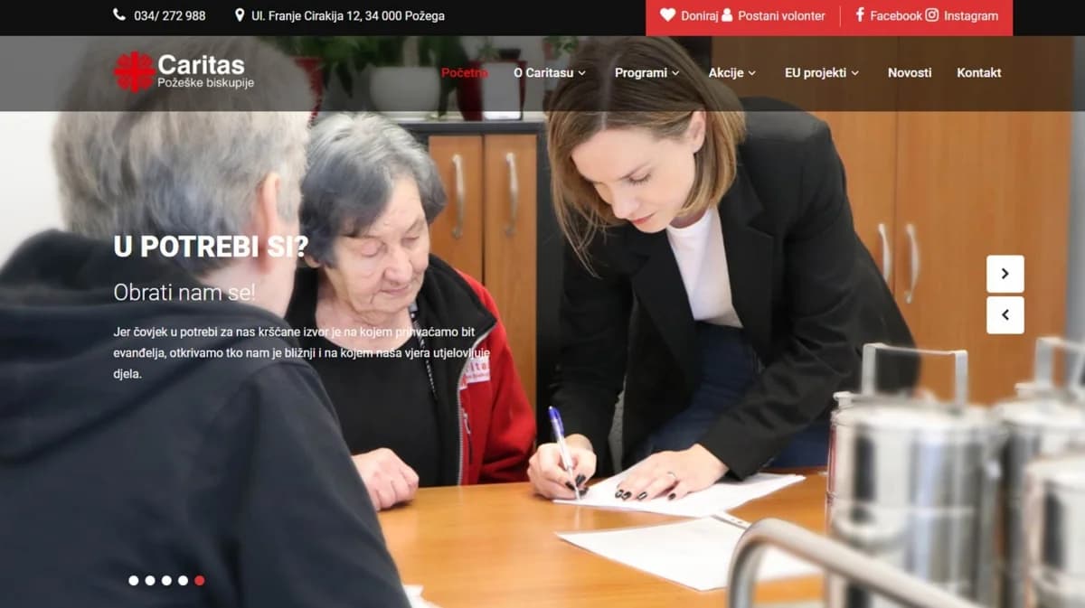 Caritas Požeške biskupije ima novu internetsku stranicu
