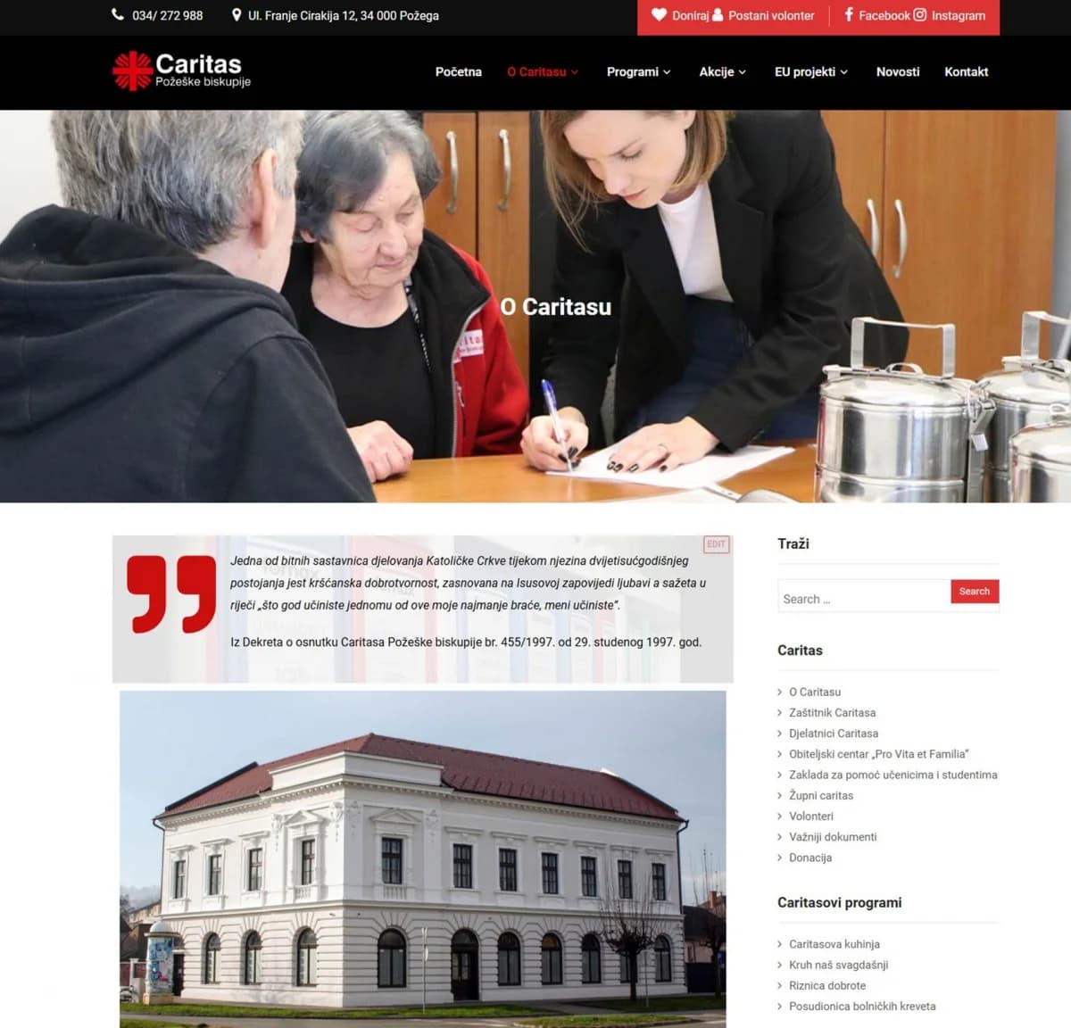 Caritas Požeške biskupije ima novu internetsku stranicu