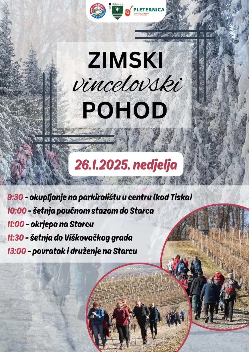 Najava: Zimski vincelovski pohod u Pleternici