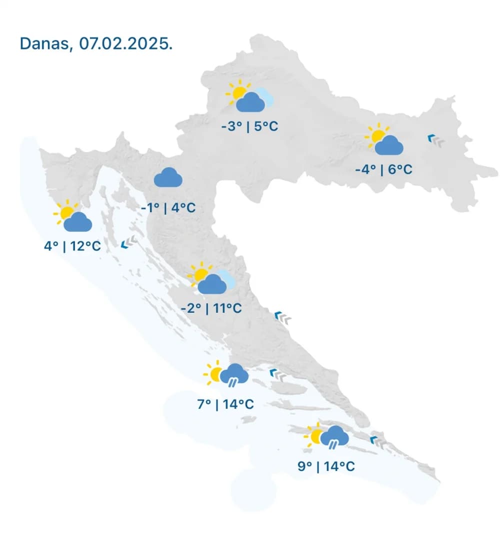 Vrijeme danas uglavnom sunčano uz mjestimičnu naoblaku
