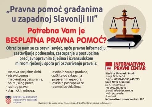 Besplatna pravna pomoć u Požegi 13. veljače 2025.