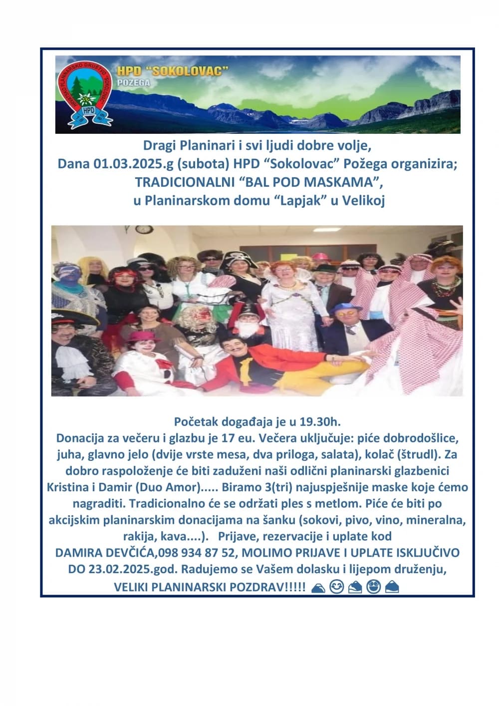 Maske su pale, zabava počinje! Tradicionalni ’Bal pod maskama’ HPD ’Sokolovac’ Požega!