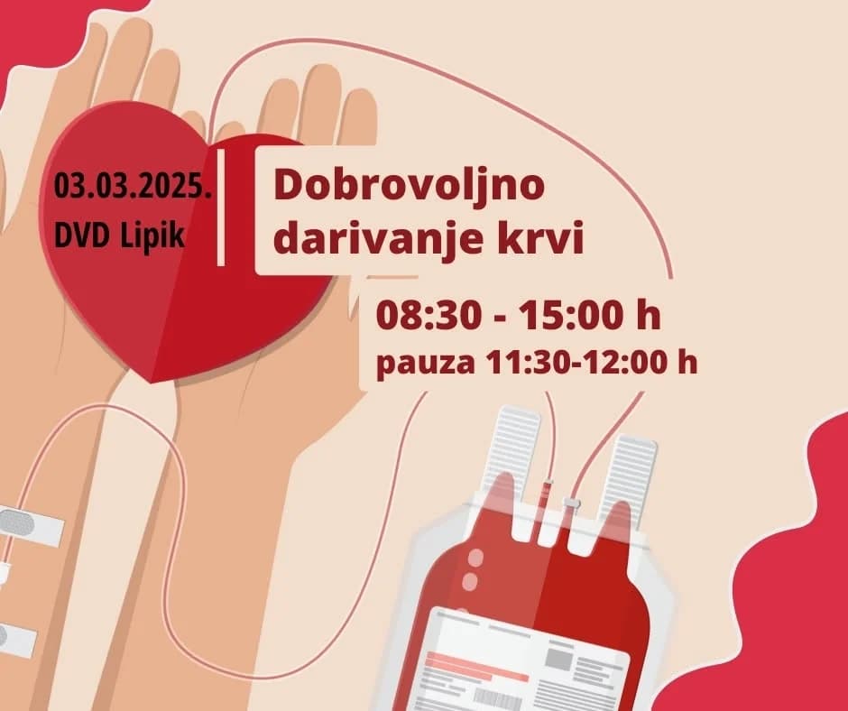 Početkom ožujka održava se prva ovogodišnja akcija darivanja krvi u Lipiku