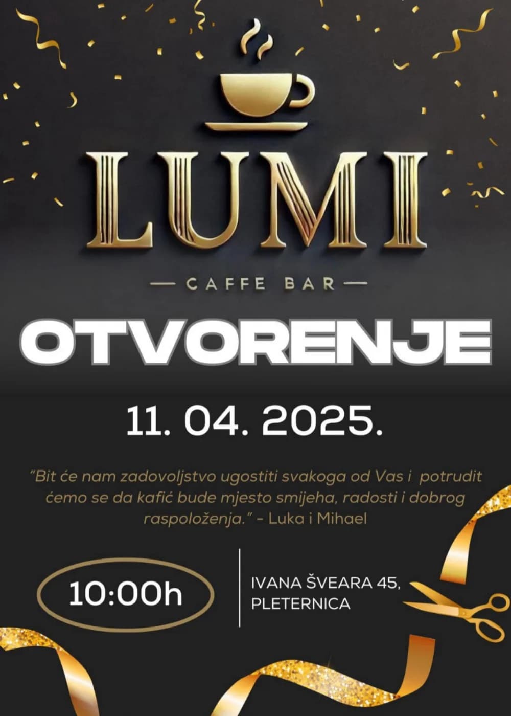 Ovaj petak u Pleternici: Caffe bar »LuMi« otvara svoja vrata!