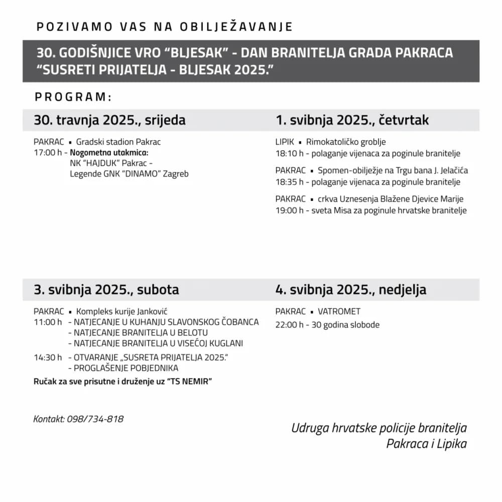 Trideset godina od operacije Bljesak obilježava se nizom događanja