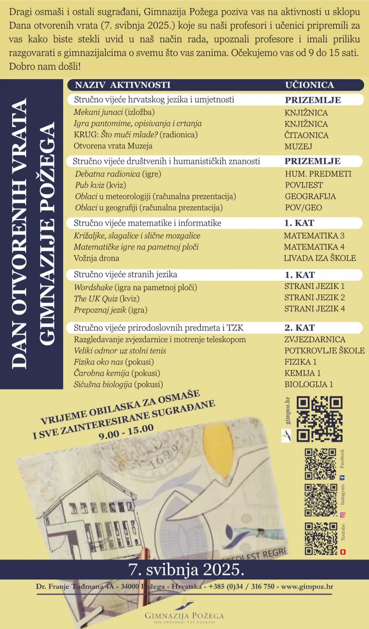 Poziv osmašima i građanima: U srijedu se održavaju nikad zanimljiviji Dani otvorenih vrata Gimnazije Požega
