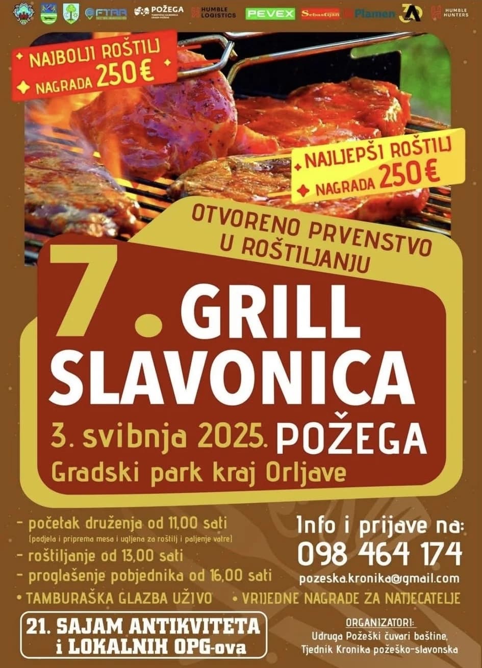 Sutra Grill Slavonica 2025. – Roštilj, glazba, nagrade i prijenos nogometnog derbija u Požegi!