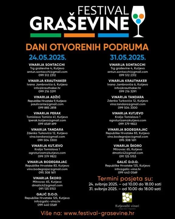 Najava: Festival graševine 2025. godine - Dani otvorenih podruma