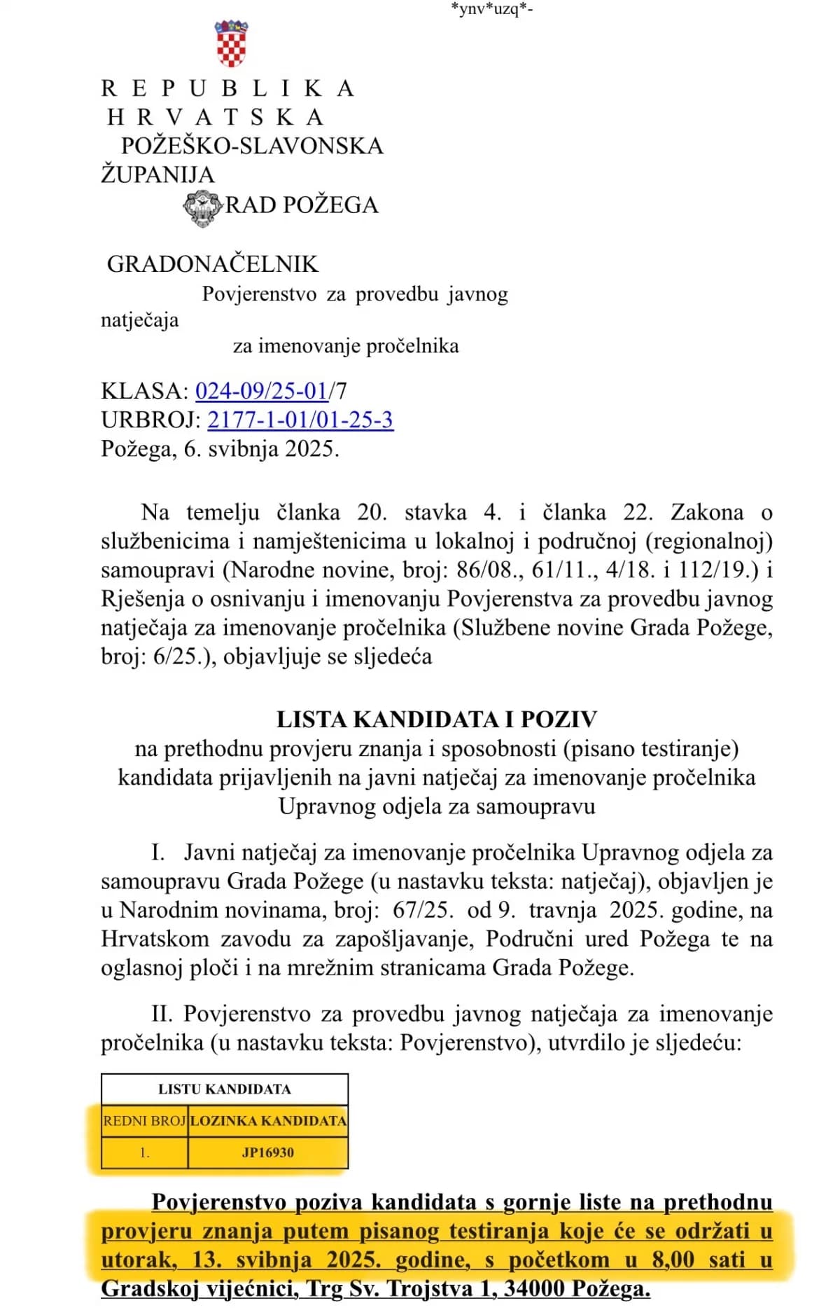 Ekskluziv: Unaprijed smo rekli tko će biti novi pročelnik u Gradu Požegi, sutra je testiranje, a naš “favorit” jedini je kandidat