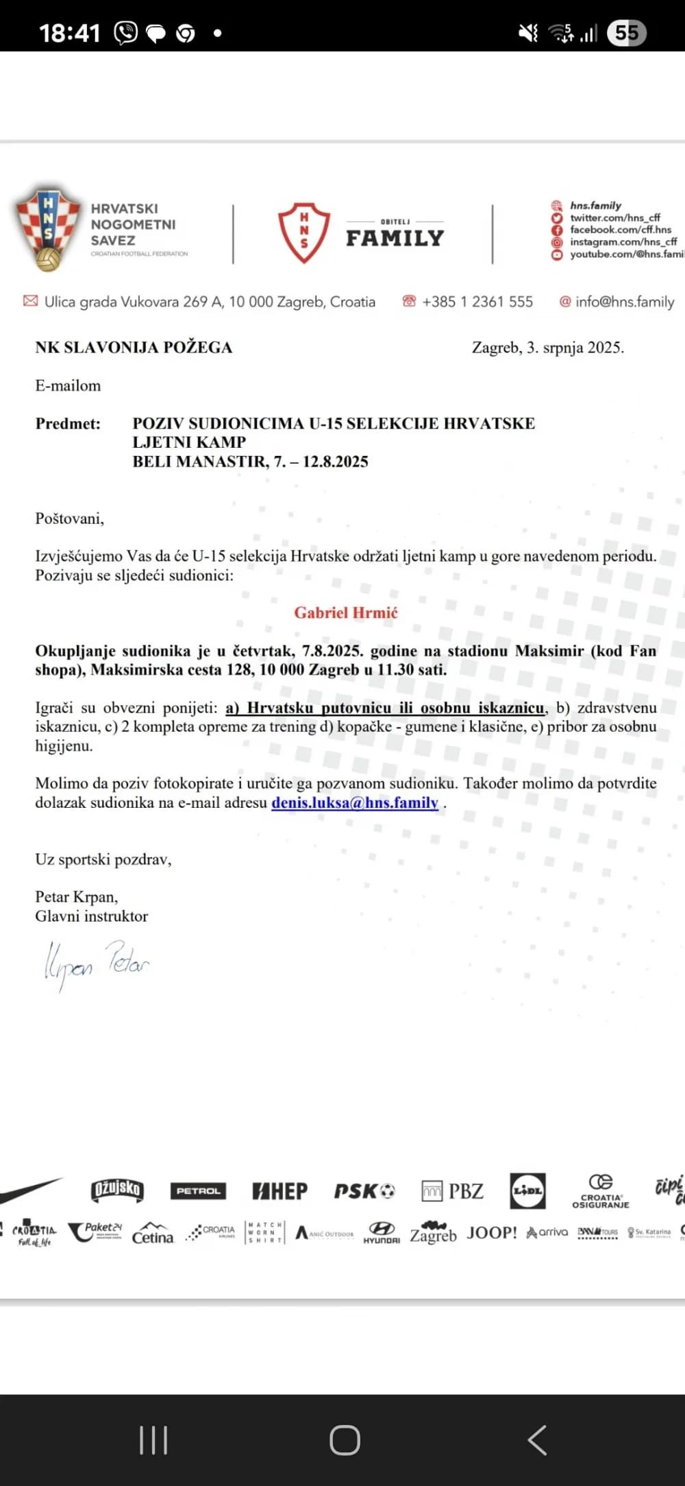 Veliki uspjeh mladog talenta: Gabriel Hrmić pozvan u U-15 reprezentaciju Hrvatske!