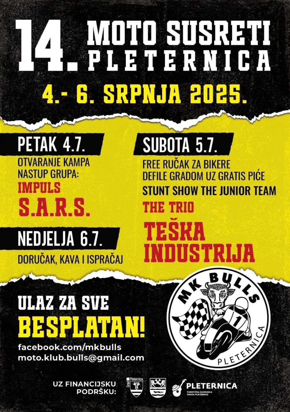 Moto susreti u Pleternici: Nastup grupe S.A.R.S., defile gradom, vrhunac u subotu uz Tešku industriju