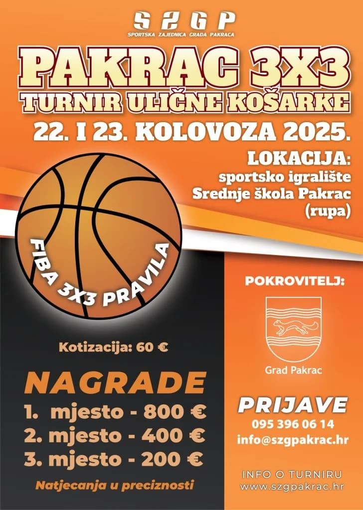 3. Pakrac 3X3: Otvorene prijave na turnir ulične košarke