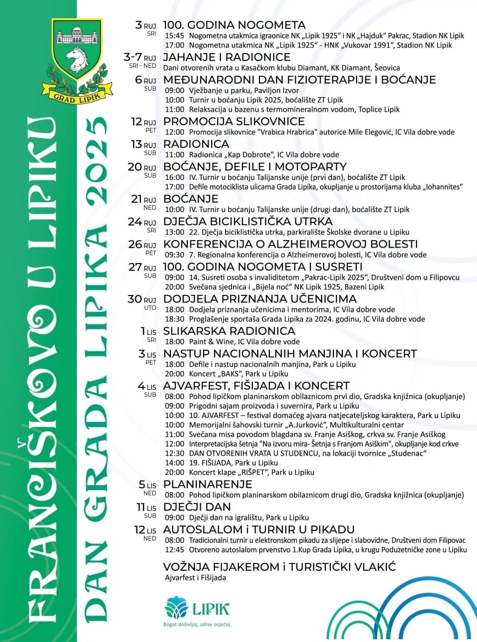 Lipik slavi Dan grada i blagdan sv. Franje Asiškog uz bogat program