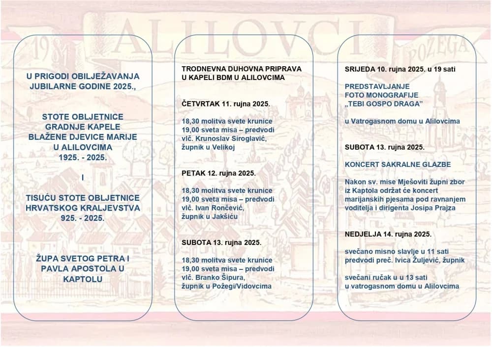 Alilovci uskoro obilježavaju veliki jubilej, 100 godina od izgradnje kapele Blažene Djevice Marije