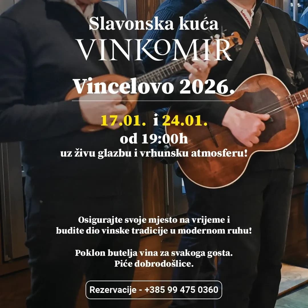 VINCELOVO 2026. U RESTORANU SLAVONSKA KUĆA VINKOMIR