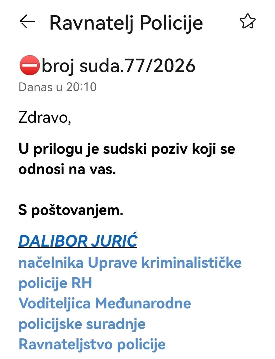 Upozorenje građanima: Lažni sudski pozivi stižu na email adrese Požežana