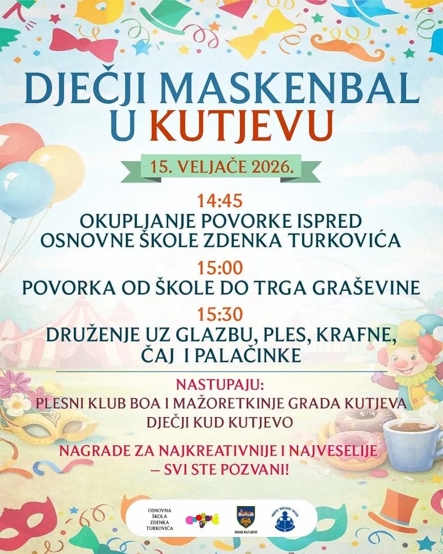 [NAJAVA] Kutjevo: Dječji maskenbal ove nedjelje - 15. veljače