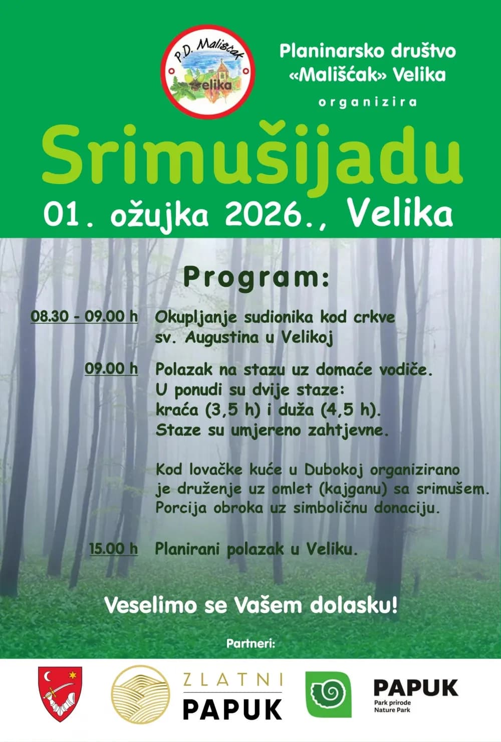 Dođite na Srimušijadu u Veliku: Očekuju vas planinarenje, dobro društvo i omlet sa srimušem