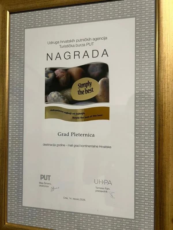 Pleternici nagrada „Simply the Best“ za najbolju turističku destinaciju