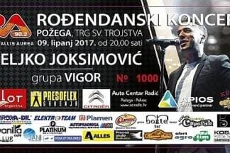 RVA vas poziva na koncert Željka Joksimovića i Grupe Vigor 9. lipnja na središnjem požeškom trgu