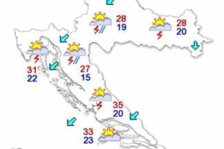Djelomice sunčano s promjenljivom naoblakom, temperature do 28 °C