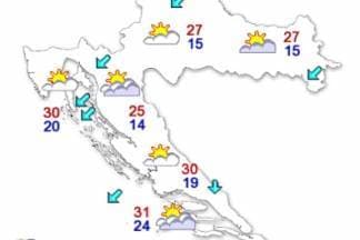 Pretežno sunčano, temperature do 27 °C