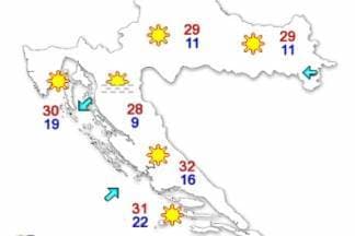 Sunčano i toplo, temperatura do 29°C