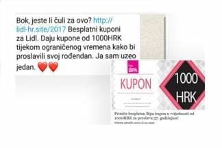 Ne otvarajte ¨nagradne kupone¨ Lidla, Konzuma, Bipe, Croatia Airlinesa...