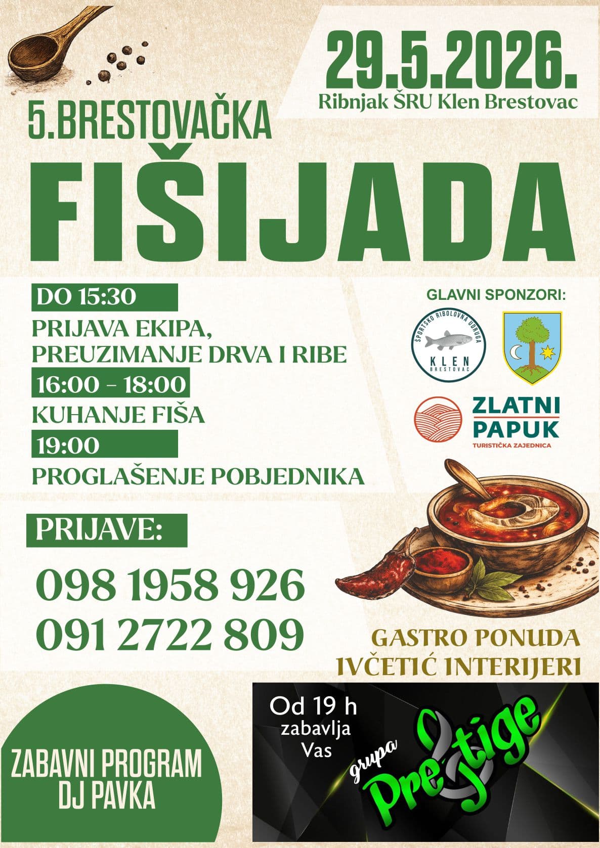 /NAJAVA/ Brestovačka fišijada ima i živu glazbu uz ugostiteljsku ponudu