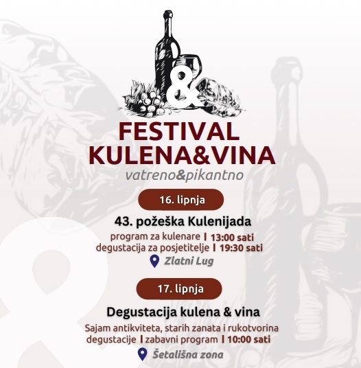 SB Online | Festival kulena&vina -„Požeška Kulenijada“: Petak i subota, 16.i17.lipnja 2023. godine – još stignete predati svoje uzorke na ocjenjivanje