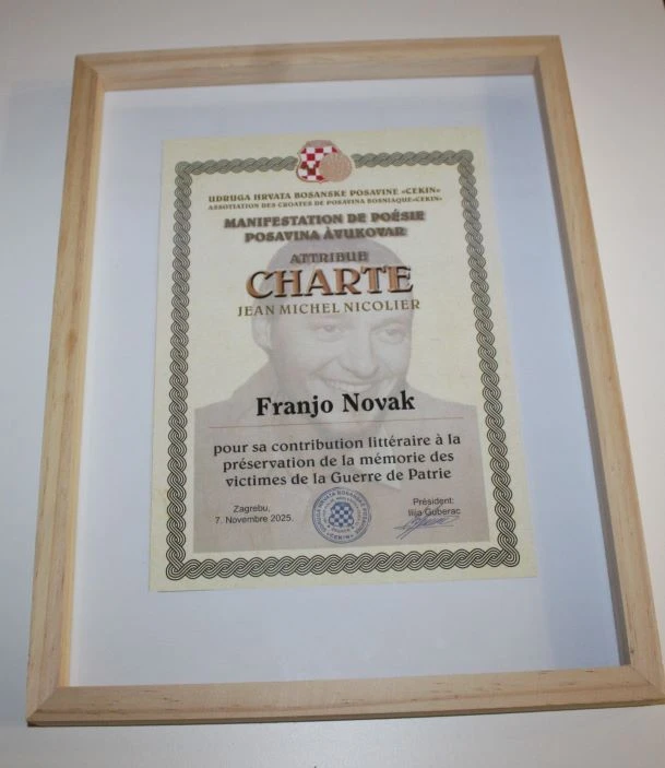 FOTOZABILJEŠKA Prof. Franjo Novak jedan od dobitnika povelje s likom Jean Michel Nicoliera