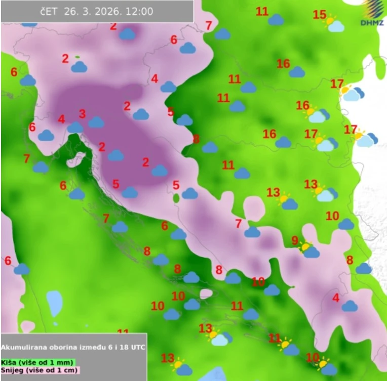 Objavljene karte. Pogledajte gdje će sve biti snijega