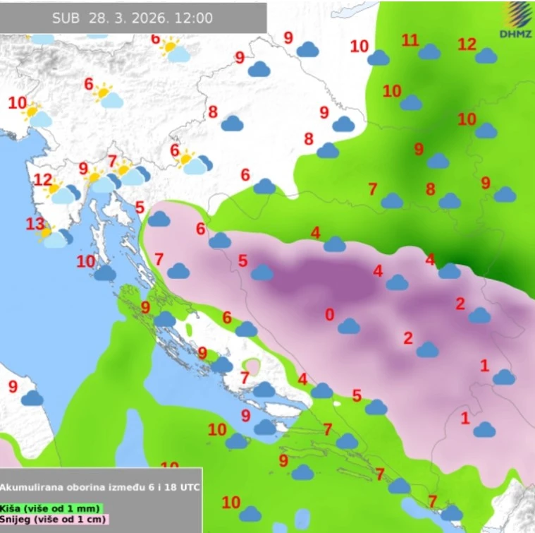 Objavljene karte. Pogledajte gdje će sve biti snijega
